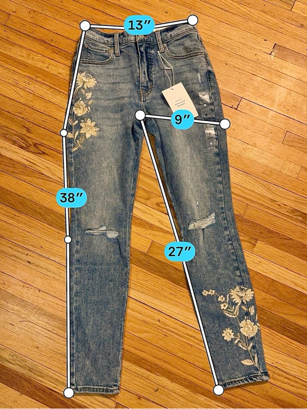 Lucky Brand Light Blue Embroidered Skinny Jeans - Picture 5 of 10